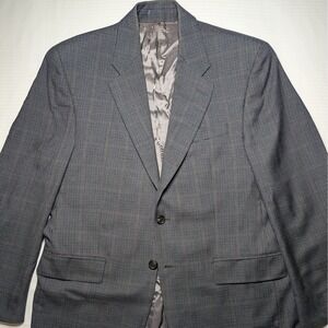 Lauren Ralph Lauren Wool Blazer 40R Houndstooth Gray Classic Tailored